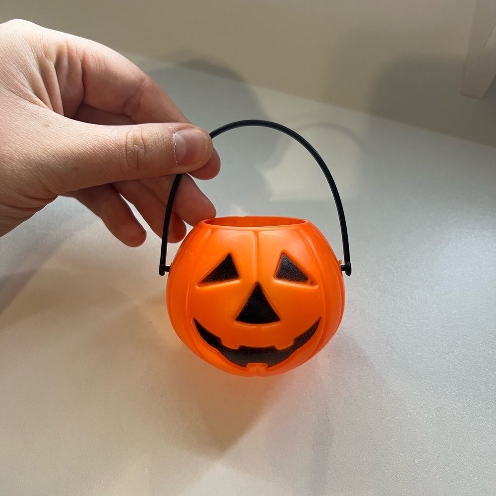 Mini Orange Pumpkin Halloween Basket